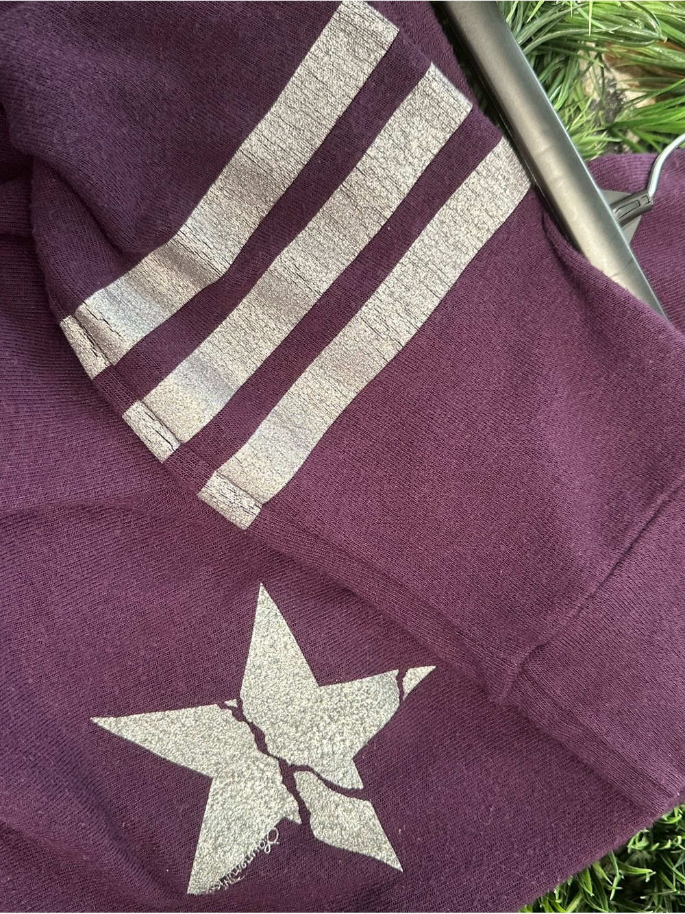 Lauren Moshi Plum Purple Sweatpants Silver Star Stripes XS - Picture 7 of 7